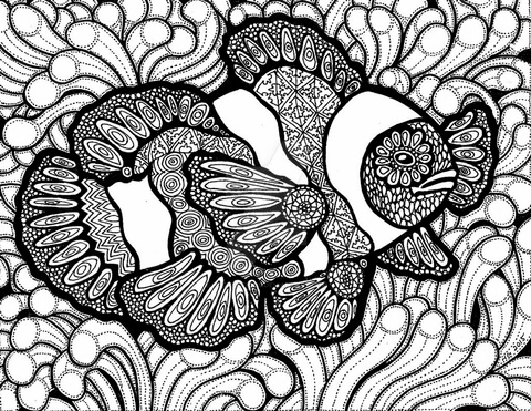 Clown Fish Zentangle Coloring Page